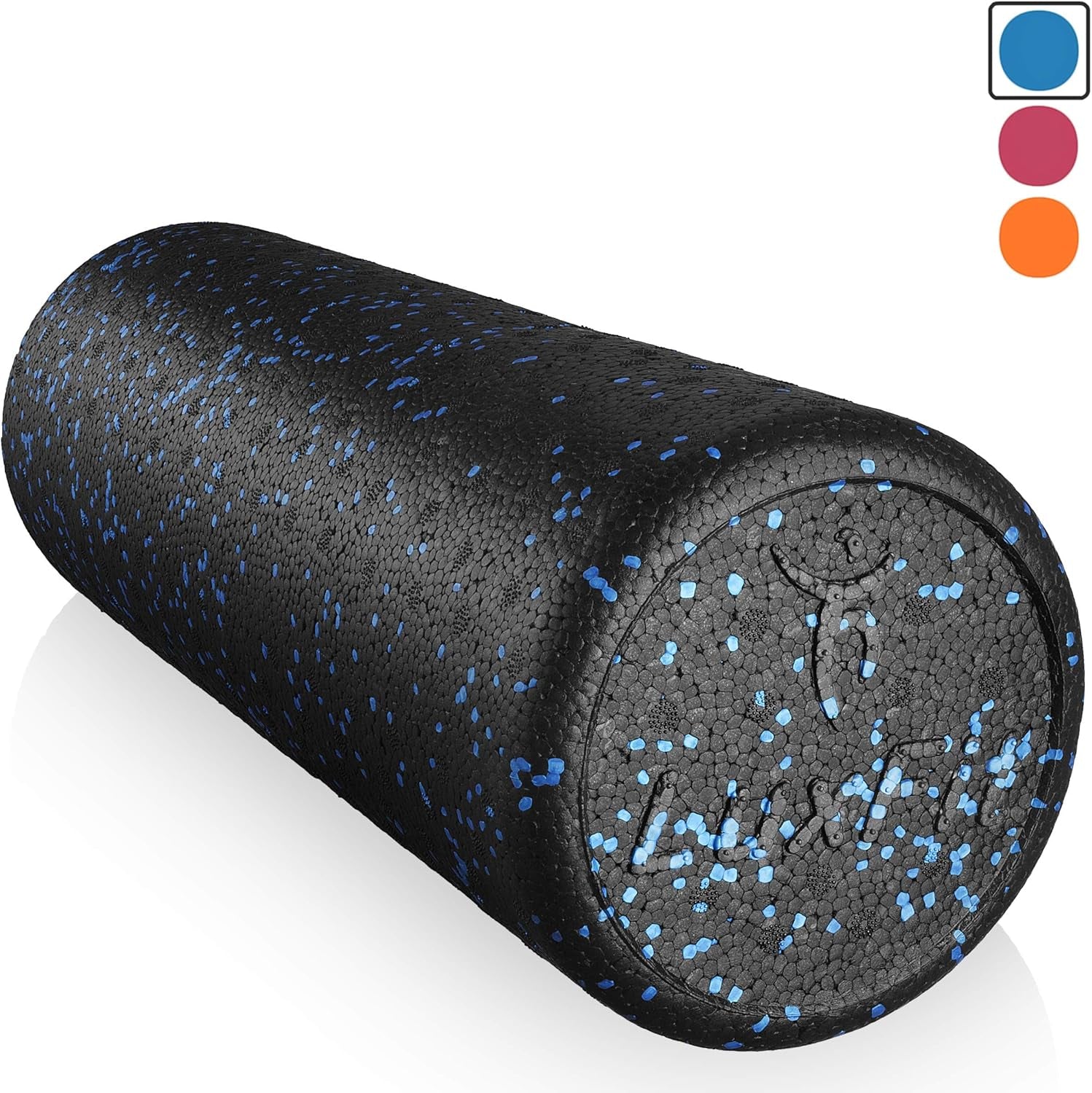Extra Firm Blue Speckled Foam Roller with Online Instructional Video - 18 Inches