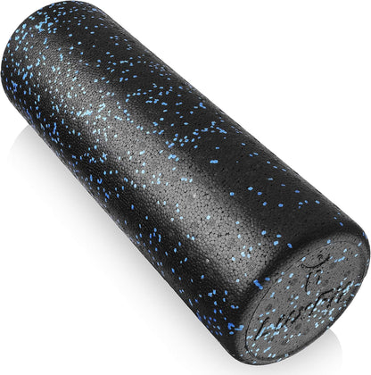 Extra Firm Blue Speckled Foam Roller with Online Instructional Video - 18 Inches