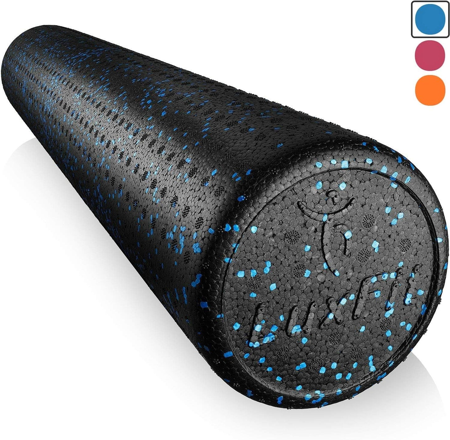 Extra Firm Blue Speckled Foam Roller with Online Instructional Video - 18 Inches