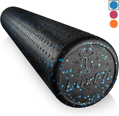 Extra Firm Blue Speckled Foam Roller with Online Instructional Video - 18 Inches
