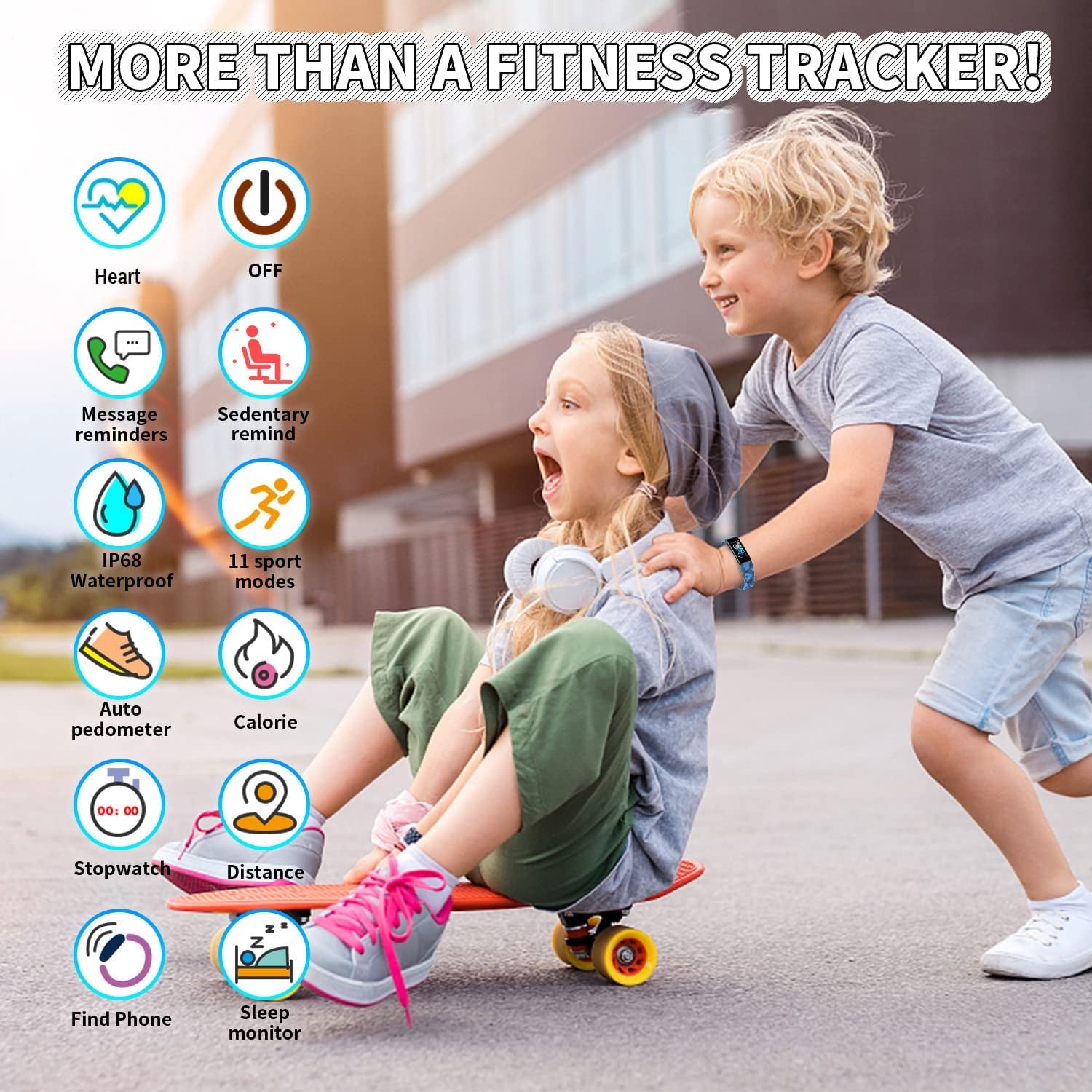 Children's Fitness Tracker Watch with Pedometer, Stopwatch, IP68 Waterproof, and 11 Sport Modes for Ages 6-16