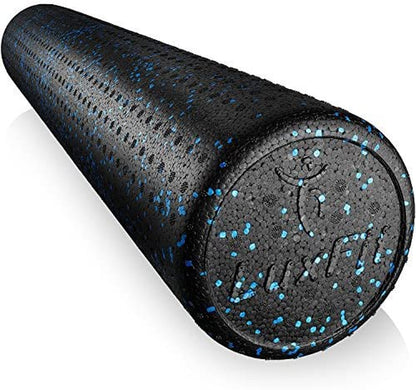Extra Firm Blue Speckled Foam Roller with Online Instructional Video - 18 Inches