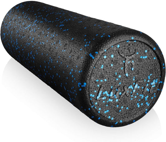 Extra Firm Blue Speckled Foam Roller with Online Instructional Video - 18 Inches